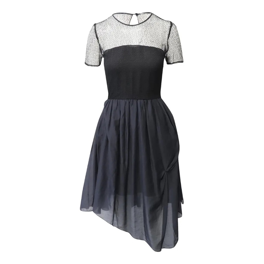 Proenza Schouler Mesh Top Dress in Black Cotton Size 4 Pin-Tucked Celeb Fav